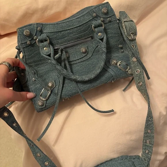 Blue Denim Women's Bag - Faux Balenci*ga - Picture 2 of 4